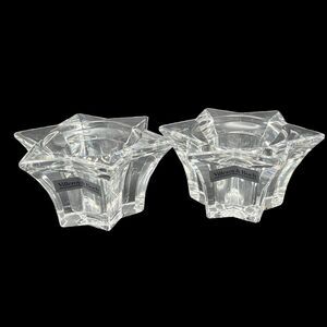 2 Vtg Villeroy & Boch Germany Lg Glass Star Votive Candle Holders Lucca 4.75"